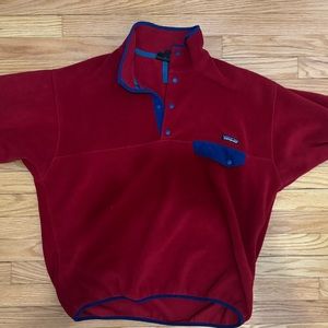 red Patagonia fleece pullover